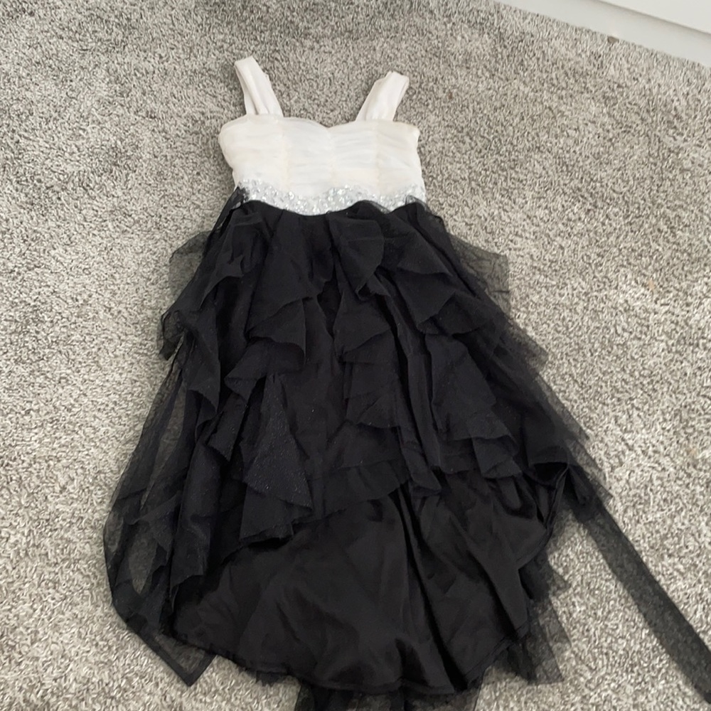 Girls fancy formal black and white dress